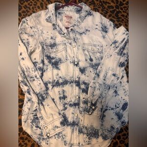 Mossimo Boyfriend Fit Washed Jean Style Button Up Top